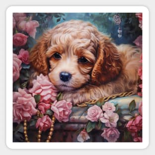 Cavoodle in Garden Sticker